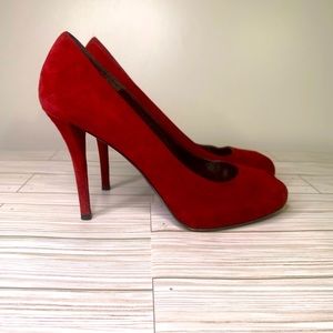 Stuart Weitzman Suede Peep Toe Pumps size 9.5  N